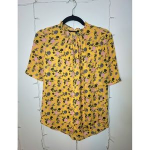 Yellow Floral Tahari Blouse